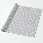 Quatrefoil Net Wit Zilver Art Deco VIP Cadeaupapier (Uitgerold)
