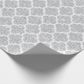 Quatrefoil Net Wit Zilver Art Deco VIP Cadeaupapier (Hoek)