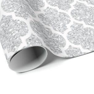 Quatrefoil Net Wit Zilver Art Deco VIP Cadeaupapier