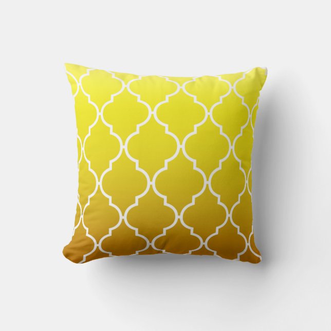 Quatrefoil Ombre Geometric | geel Kussen (Voorkant)