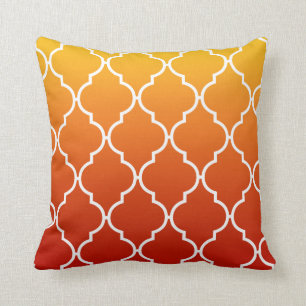 Quatrefoil Ombre Geometric   oranje zonneschijn Kussen