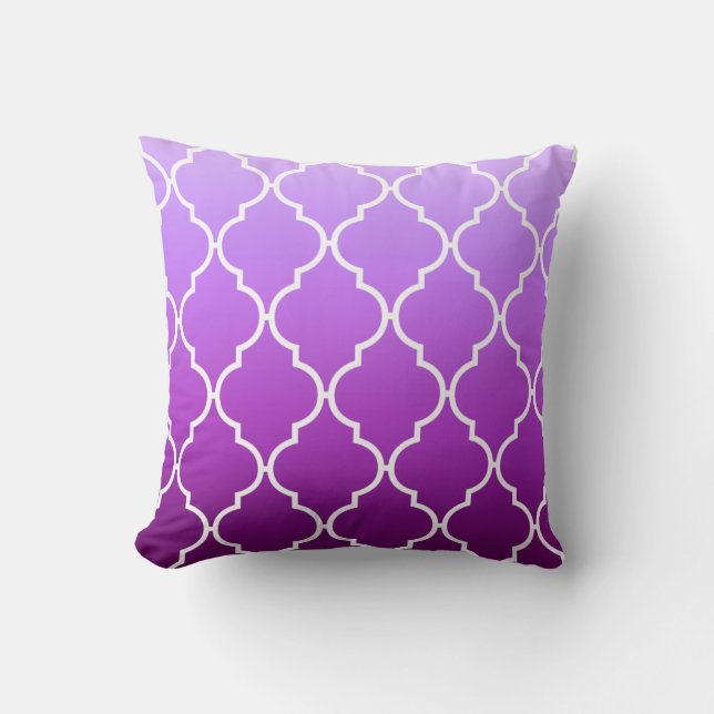 Quatrefoil Ombre Geometric | paars Kussen (Voorkant)