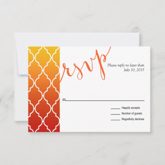 Quatrefoil Ombre Geometric RSVP Response | zonsond (Voorkant)