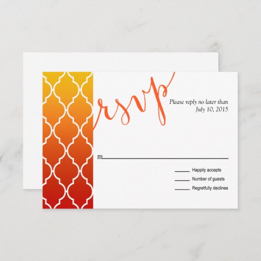 Quatrefoil Ombre Geometric RSVP Response | zonsond (Voorkant / Achterkant)