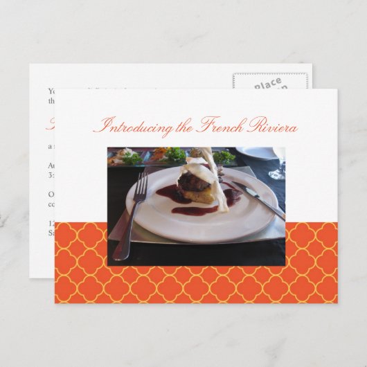 Quatrefoil oranje clover Business Event Call Uitnodiging Briefkaart (Voorkant / Achterkant)