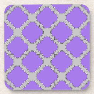 Quatrefoil paars en grijs bier onderzetter