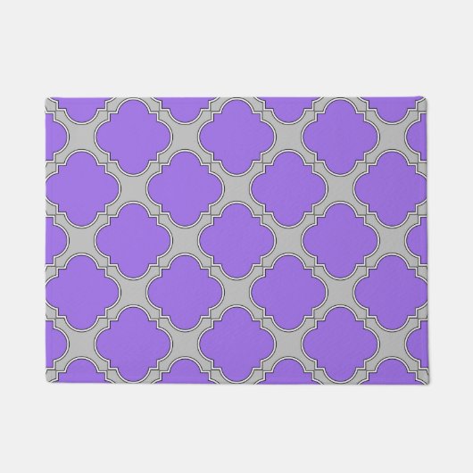 Quatrefoil paars en grijs deurmat (Voorkant)