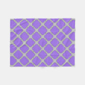 Quatrefoil paars en grijs fleece deken (Voorkant (Horizontaal))