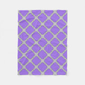 Quatrefoil paars en grijs fleece deken (Voorkant)
