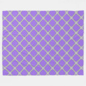 Quatrefoil paars en grijs fleece deken (Voorkant (Horizontaal))