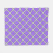 Quatrefoil paars en grijs fleece deken (Voorkant (Horizontaal))