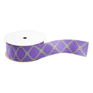 Quatrefoil paars en grijs grosgrain lint