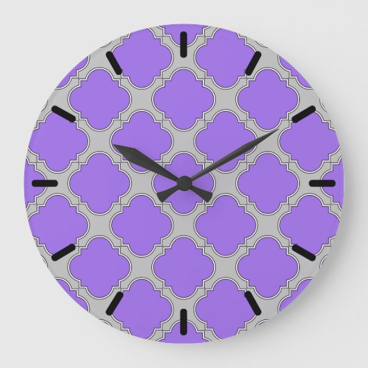 Quatrefoil paars en grijs grote klok (Voorkant)