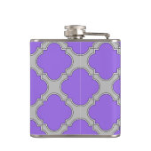 Quatrefoil paars en grijs heupfles (Achterkant)