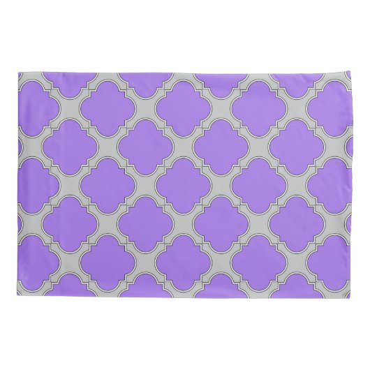 Quatrefoil paars en grijs kussensloop (Achterkant)