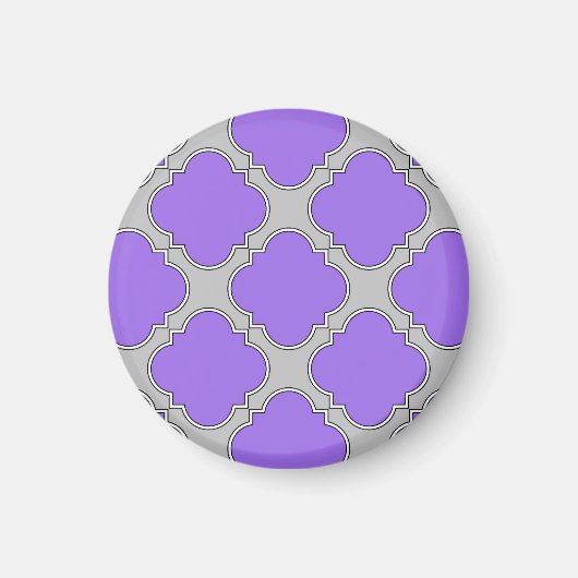 Quatrefoil paars en grijs magneet (Voorkant)