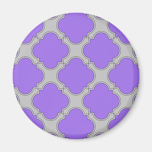 Quatrefoil paars en grijs magneet (Voorkant)