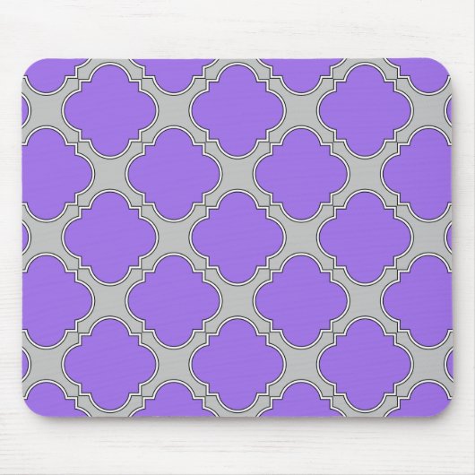 Quatrefoil paars en grijs muismat (Voorkant)