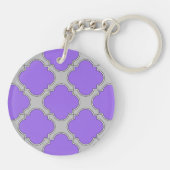 Quatrefoil paars en grijs sleutelhanger (Achterkant)