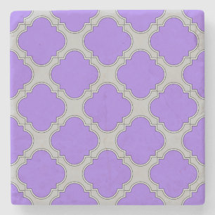 Quatrefoil paars en grijs stenen onderzetter