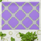 Quatrefoil paars en grijs theedoek (Gevouwen)