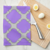 Quatrefoil paars en grijs theedoek (Quarter Fold)