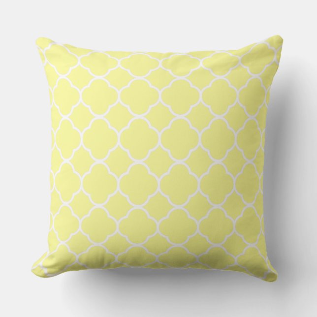Quatrefoil Pastel Geel Home Decor Stijlvol Trendy Kussen (Voorkant)