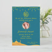 Quatrefoil Patroon Islamitische Aqiqah Uitnodiging (Staand voorkant)