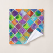 Quatrefoil patroon - Kleurrijke waterverf Bad Handdoek (Wasdoekje)