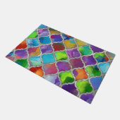 Quatrefoil patroon - Kleurrijke waterverf Deurmat (Schuin)