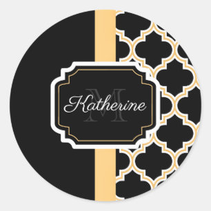 Quatrefoil Patroon Ronde Sticker