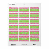 Quatrefoil Patroon Roze en Groen Etiket (Full Sheet)