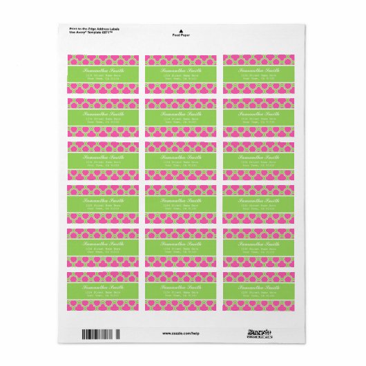 Quatrefoil Patroon Roze en Groen Etiket (Full Sheet)