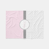 Quatrefoil Patroon roze grijs | Aangepaste monogra Fleece Deken (Voorkant (Horizontaal))