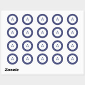 Quatrefoil Patroonmonogram Ronde Sticker (Vel)