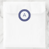 Quatrefoil Patroonmonogram Ronde Sticker (Tas)
