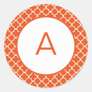 Quatrefoil Patroonmonogram Ronde Sticker