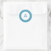 Quatrefoil Patroonmonogram Ronde Sticker (Tas)