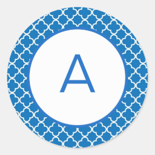Quatrefoil Patroonmonogram Ronde Sticker