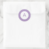 Quatrefoil Patroonmonogram Ronde Sticker (Tas)