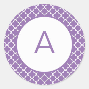 Quatrefoil Patroonmonogram Ronde Sticker