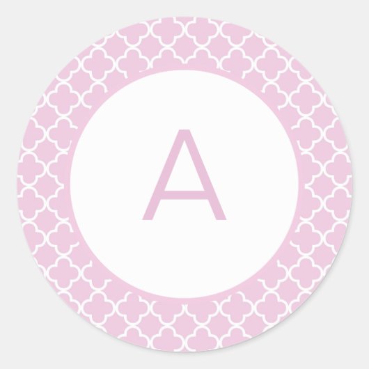Quatrefoil Patroonmonogram Ronde Sticker (Voorkant)