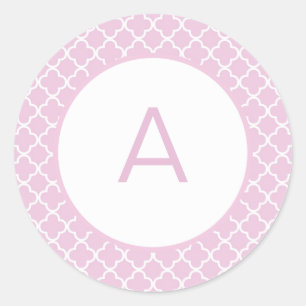 Quatrefoil Patroonmonogram Ronde Sticker