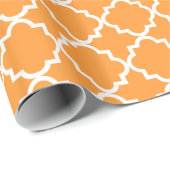 Quatrefoil Patropatroonpapier - oranje Cadeaupapier (Rol Hoek)