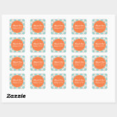 Quatrefoil Pattern Aqua & Oranje bruiloft Dank u Vierkante Sticker (Vel)