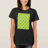 Quatrefoil Pattern In White Outline On Lime Green T-shirt (Voorkant)