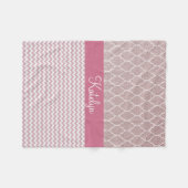 Quatrefoil Pattern Roos Gold | Chevron Monogram Fleece Deken (Voorkant (Horizontaal))