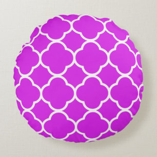 Quatrefoil Patterns Violet Hot Pink Paarse Wit Rond Kussen