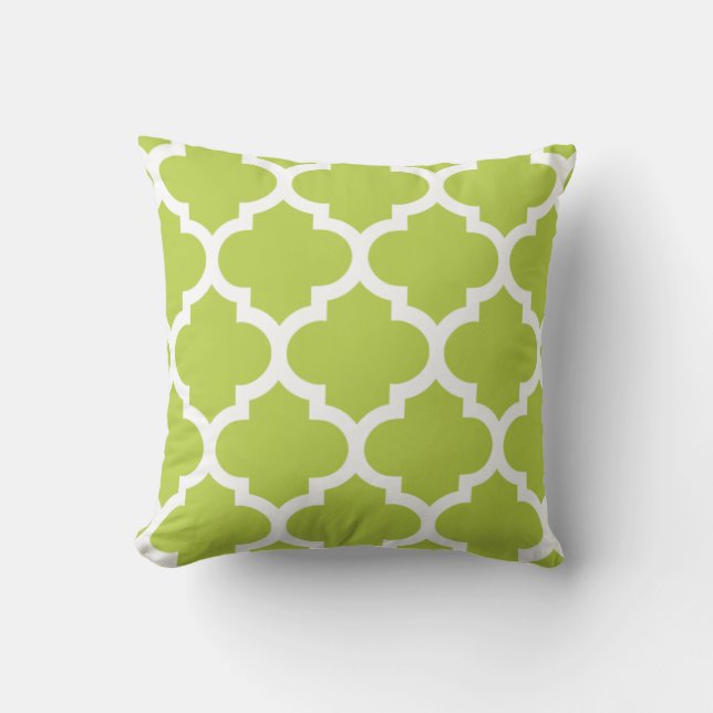 Quatrefoil Pillow in Olive Green Kussen (Voorkant)