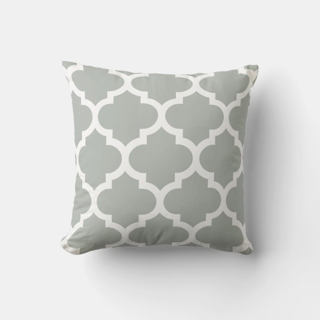Quatrefoil Pillow in Silver Grey Kussen (Voorkant)
